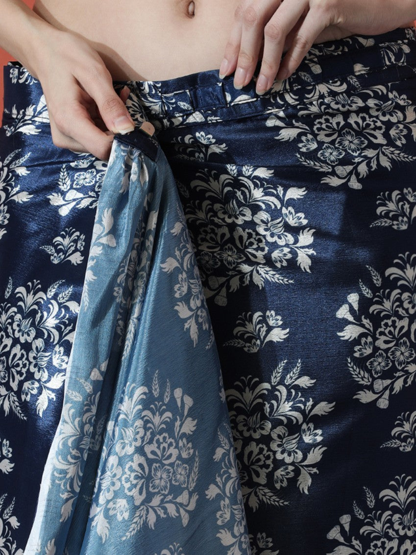 Trending Printed Chinon Ready To Wear Saree With Unstitched Blouse