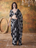 Trending Printed Chinon Ready To Wear Saree With Unstitched Blouse