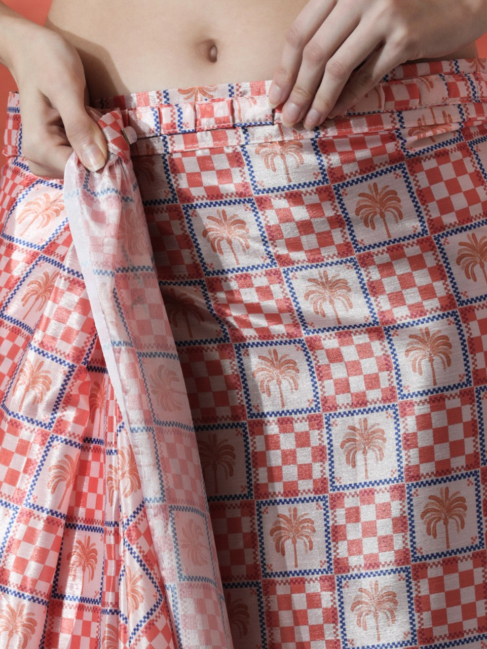 Trending Printed Chinon Ready To Wear Saree With Unstitched Blouse