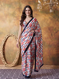 Trending Printed Chinon Ready To Wear Saree With Unstitched Blouse