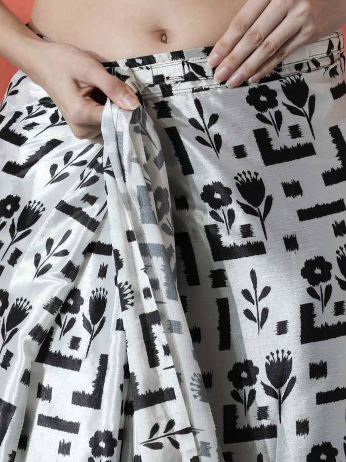 Trending Printed Chinon Ready To Wear Saree With Unstitched Blouse