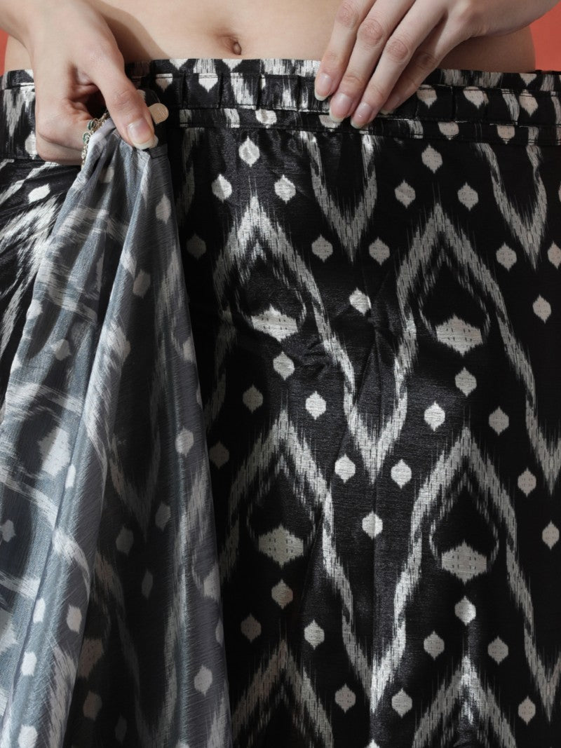 Trending Printed Chinon Ready To Wear Saree With Unstitched Blouse