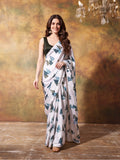 Trending Printed Chinon Ready To Wear Saree With Unstitched Blouse