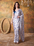 Trending Printed Chinon Ready To Wear Saree With Unstitched Blouse