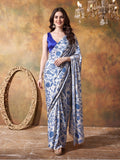 Trending Printed Chinon Ready To Wear Saree With Unstitched Blouse