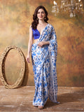 Trending Printed Chinon Ready To Wear Saree With Unstitched Blouse