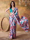 Trending Printed Chinon Ready To Wear Saree With Unstitched Blouse