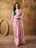Trending Printed Chinon Ready To Wear Saree With Unstitched Blouse