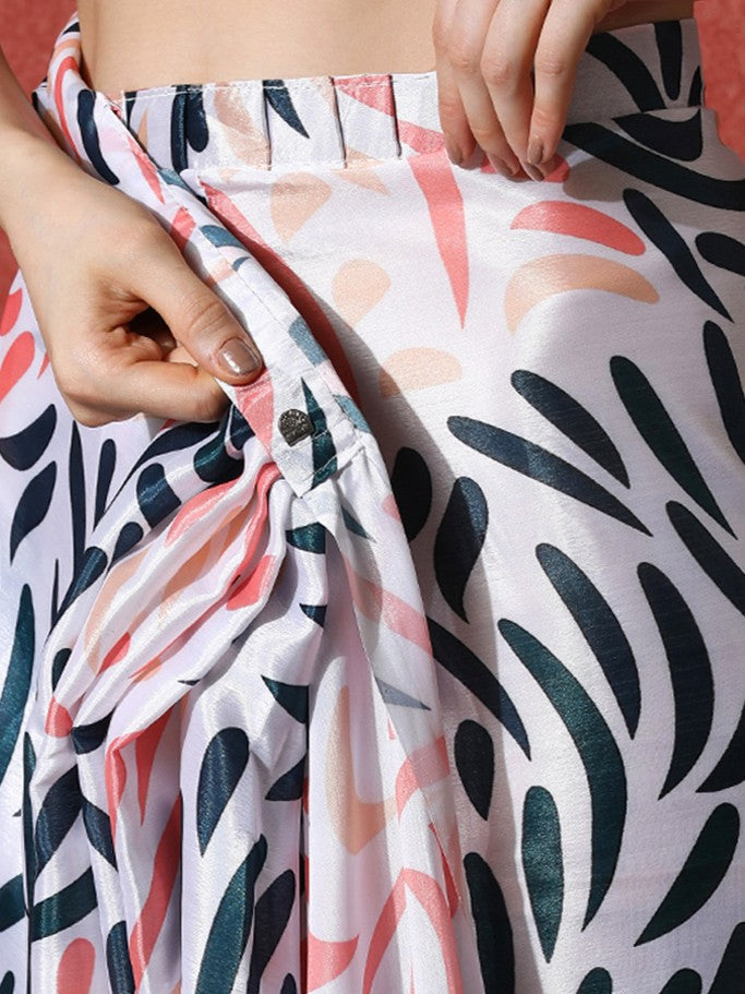 Trending Printed Chinon Ready To Wear Saree With Unstitched Blouse