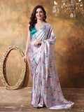 Trending Printed Chinon Ready To Wear Saree With Unstitched Blouse