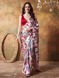 Trending Printed Chinon Ready To Wear Saree With Unstitched Blouse