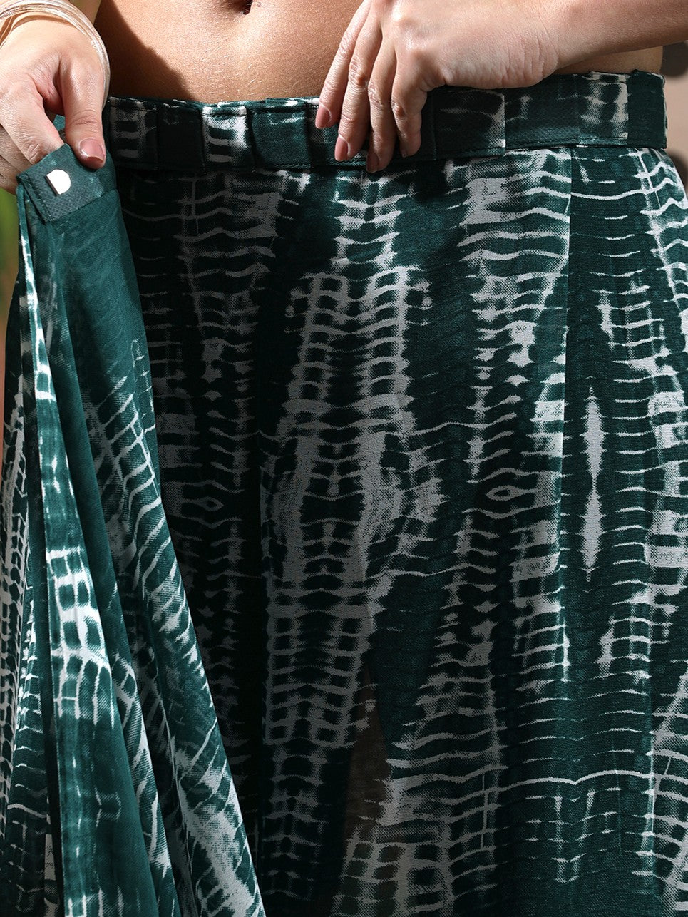 Tie & Die Printed Georgette Ready To Wear Saree With Unstitched Blouse