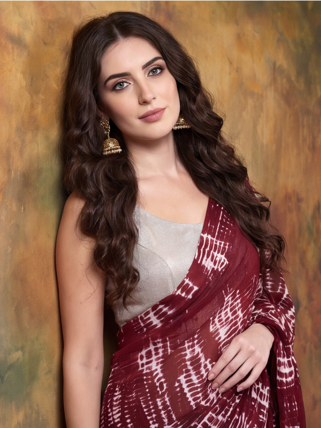 Tie & Die Printed Georgette Ready To Wear Saree With Unstitched Blouse