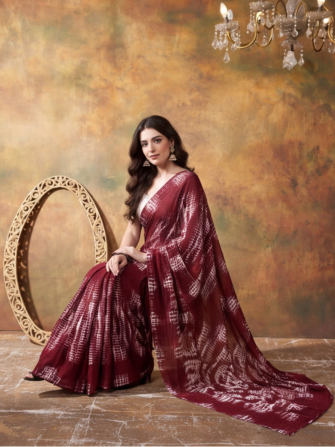 Tie & Die Printed Georgette Ready To Wear Saree With Unstitched Blouse