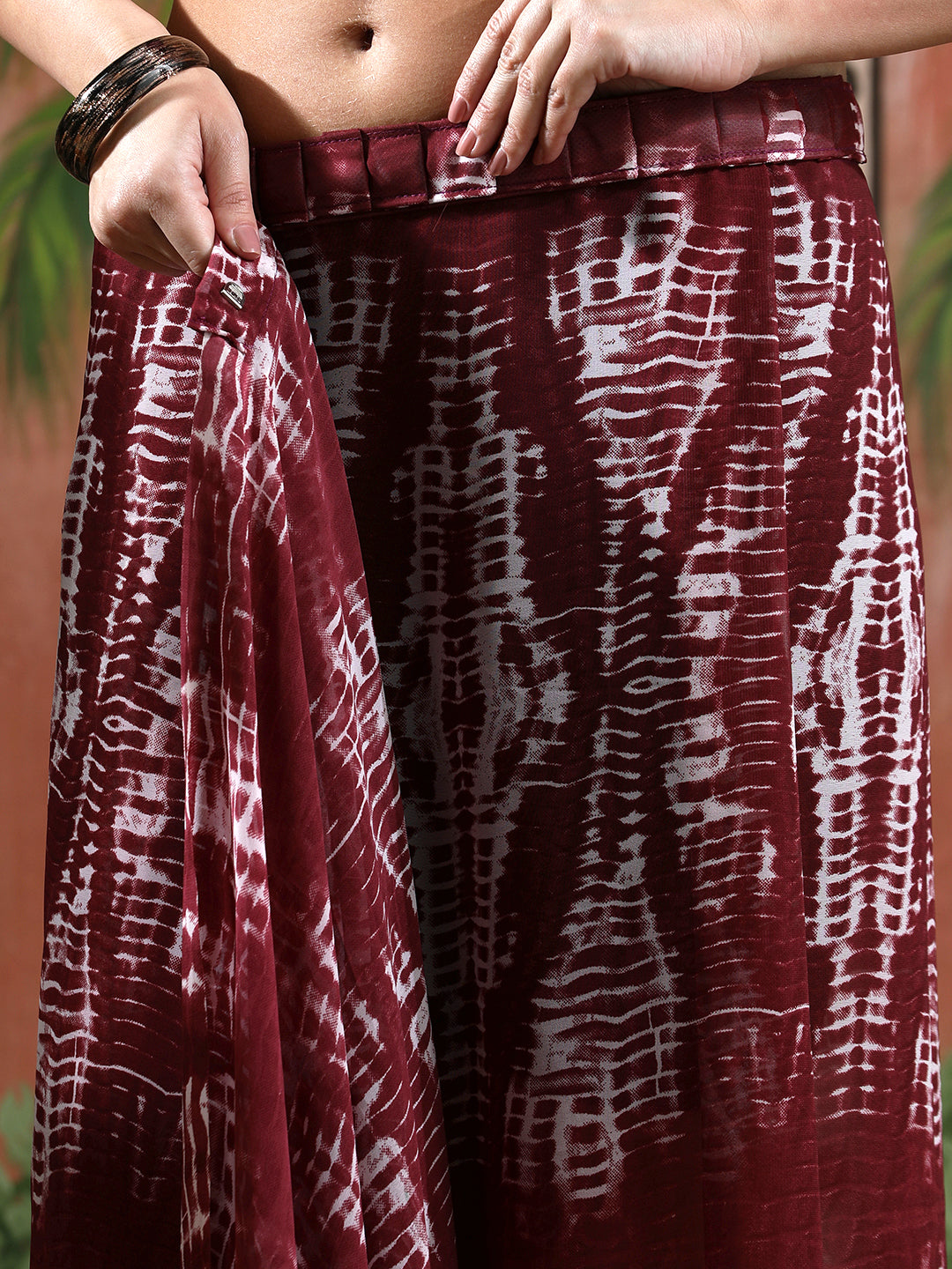 Tie & Die Printed Georgette Ready To Wear Saree With Unstitched Blouse