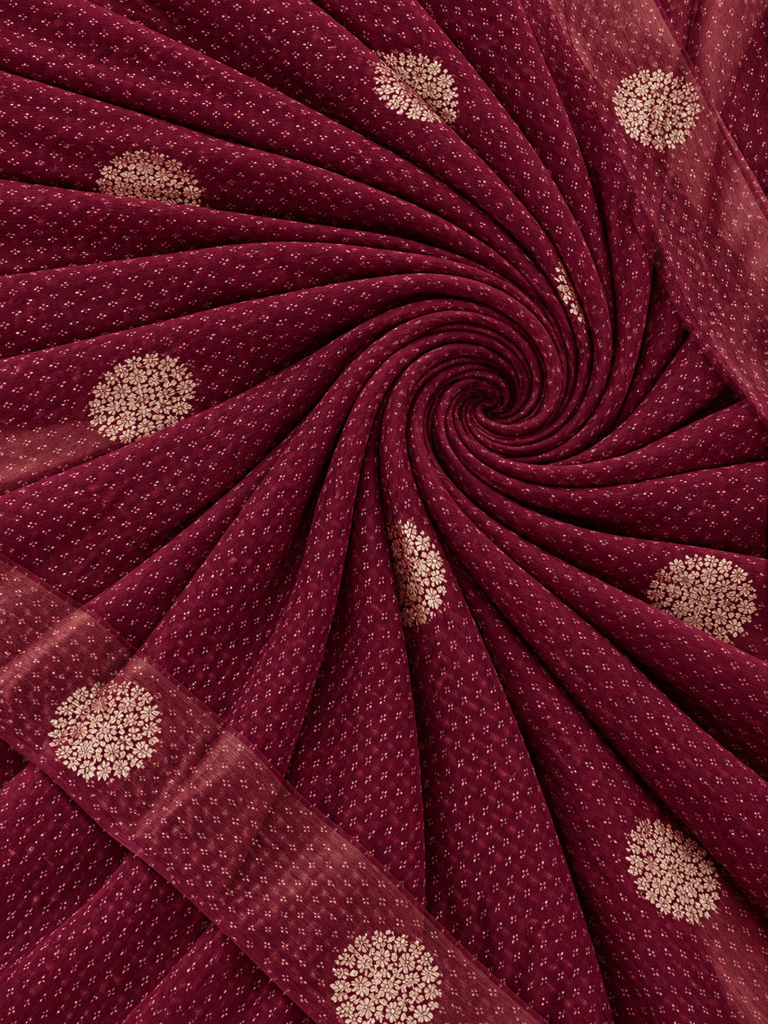 Foil Printed Georgette Ready To Wear Saree With Unstitched Blouse