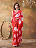 Beautiful Printed Chinon Ready To Wear Saree With Unstitched Blouse
