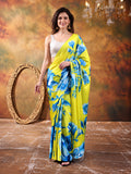 Beautiful Printed Chinon Ready To Wear Saree With Unstitched Blouse