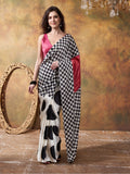 Beautiful Printed Chinon Ready To Wear Saree With Unstitched Blouse
