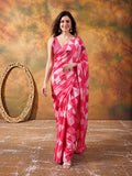 Beautiful Printed Chinon Ready To Wear Saree With Unstitched Blouse