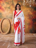 Beautiful Printed Chinon Ready To Wear Saree With Unstitched Blouse