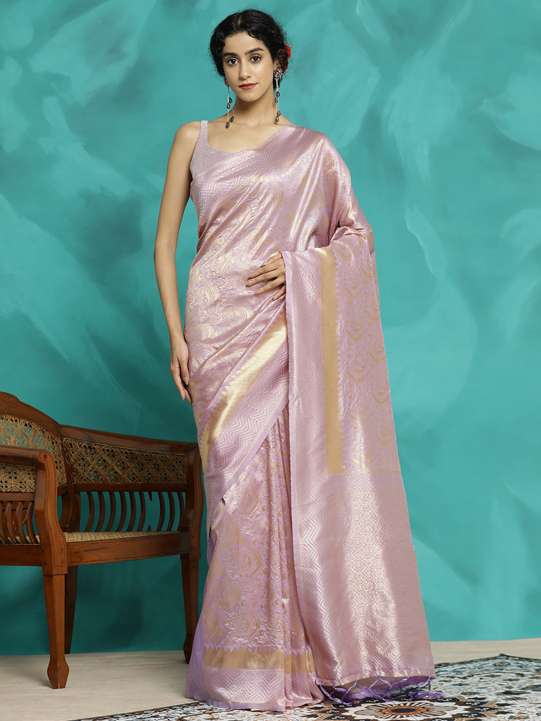 Zari Woven Heavy Banarasi Lavender Saree