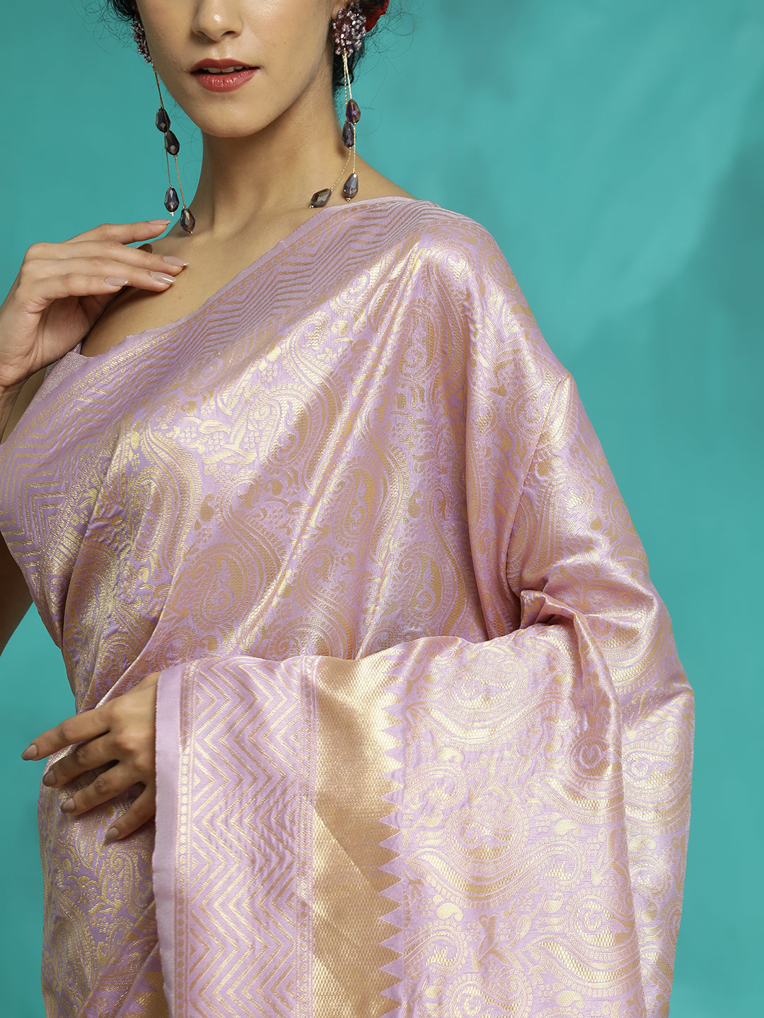 Zari Woven Heavy Banarasi Lavender Saree