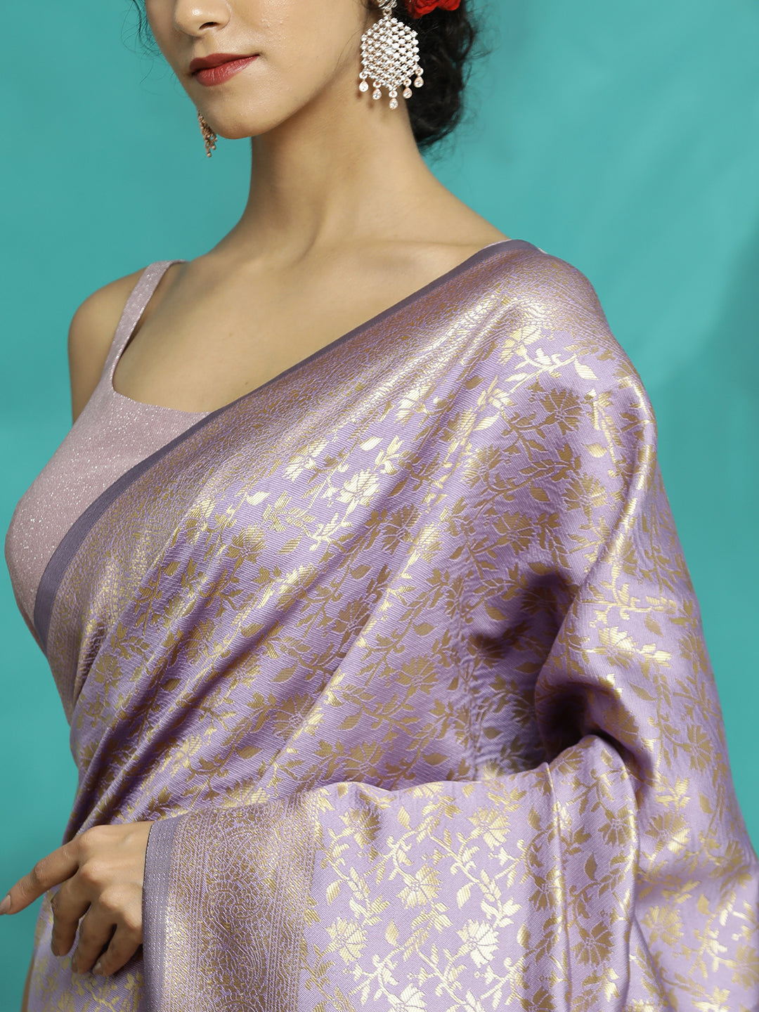 Violet Zari Woven Design Heavy Banarasi Saree