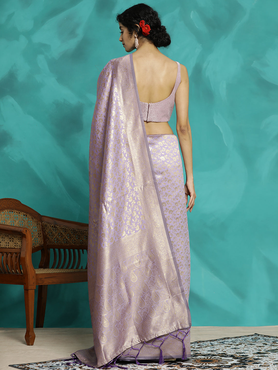 Violet Zari Woven Design Heavy Banarasi Saree