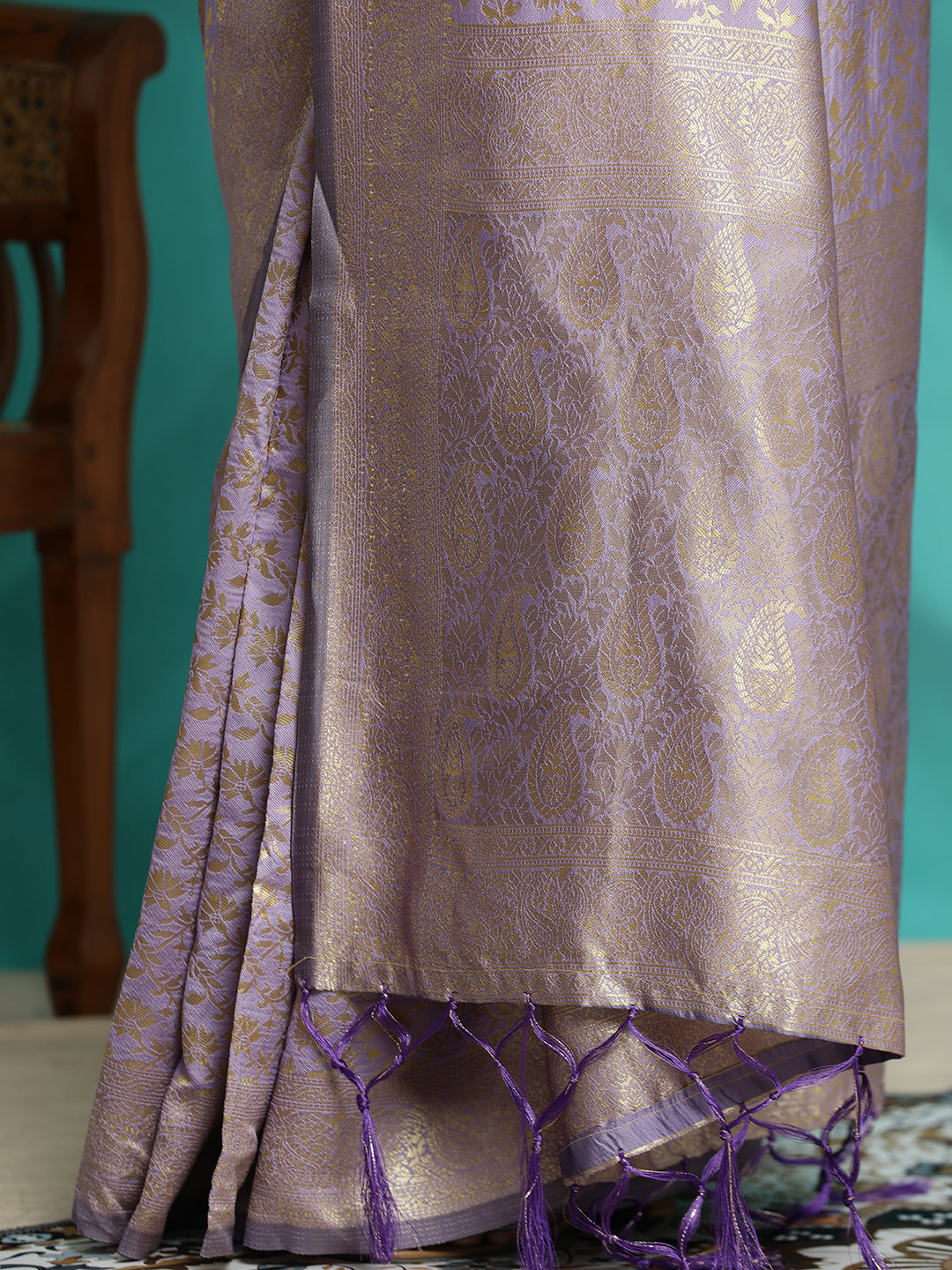 Violet Zari Woven Design Heavy Banarasi Saree