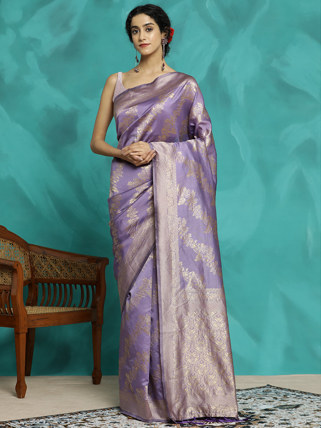 Zari Woven Design Heavy Banarasi Lavender Saree