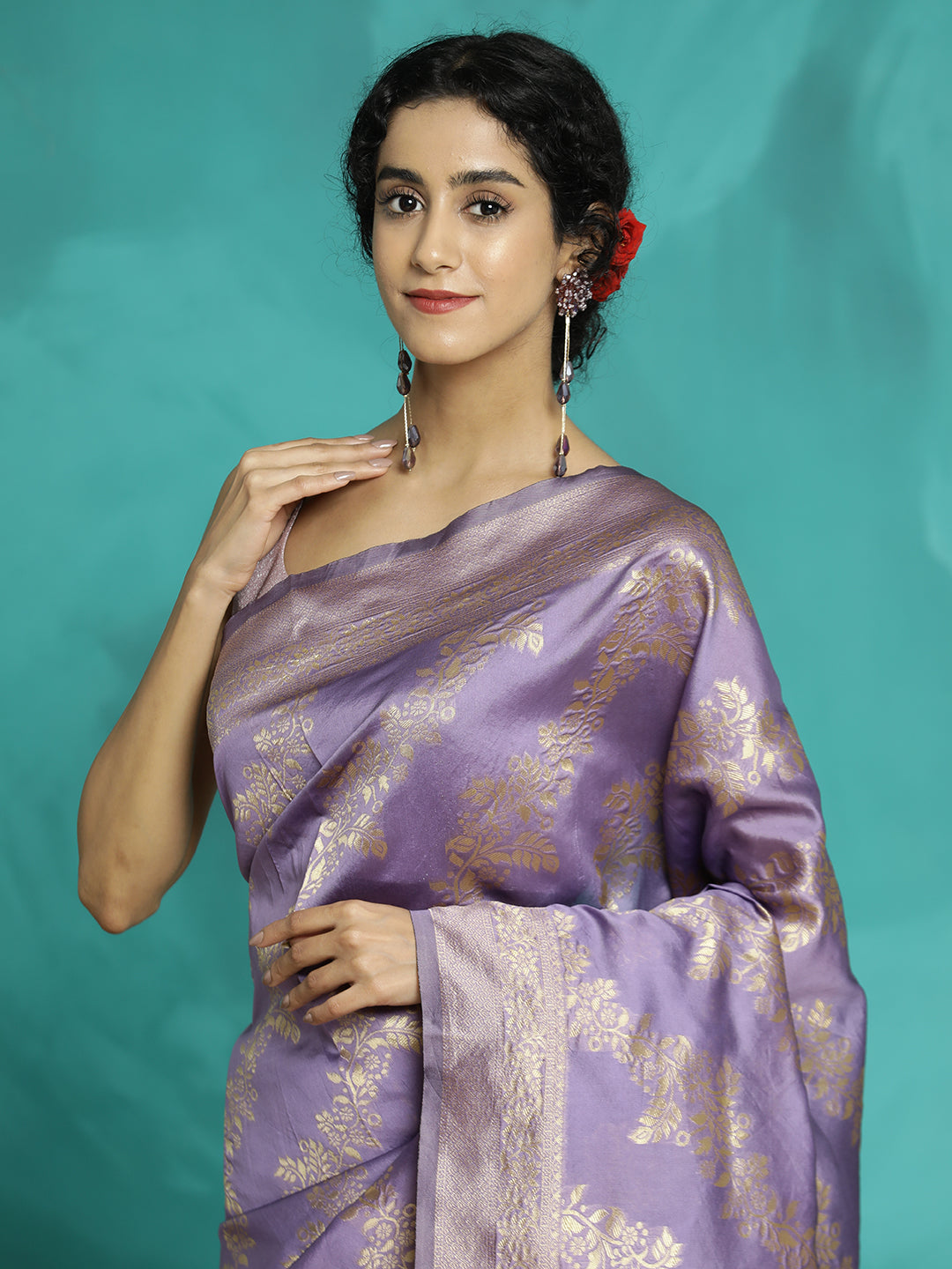 Zari Woven Design Heavy Banarasi Lavender Saree