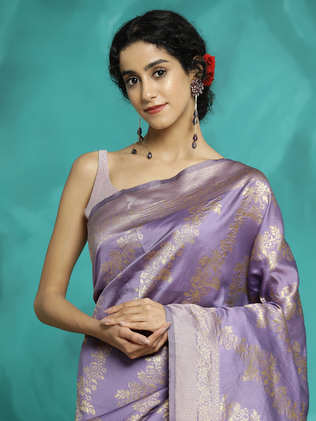 Zari Woven Design Heavy Banarasi Lavender Saree