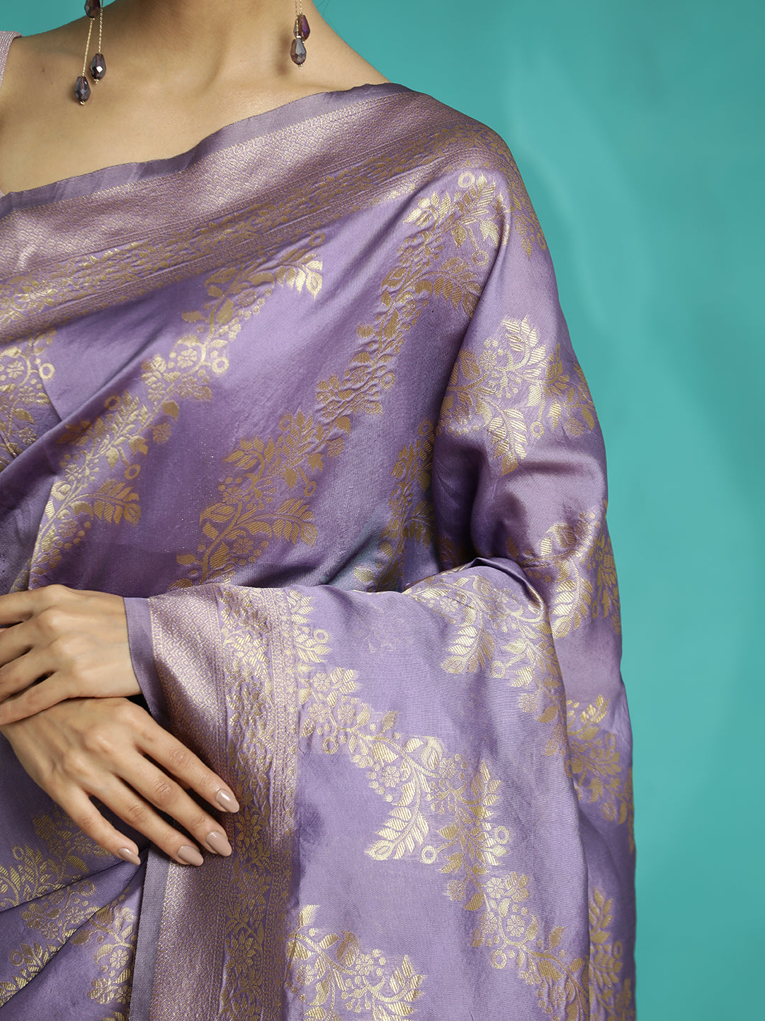 Zari Woven Design Heavy Banarasi Lavender Saree