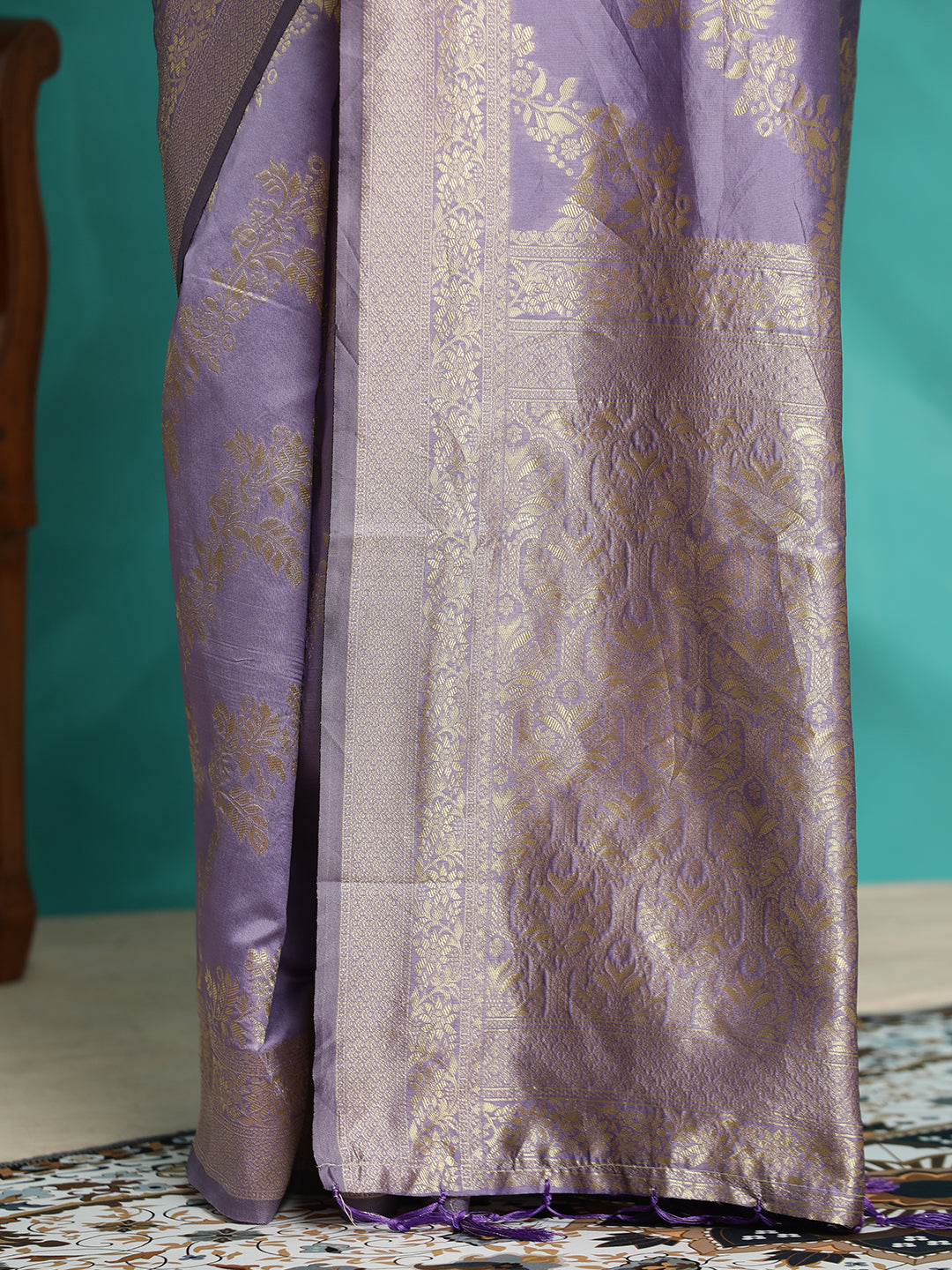 Zari Woven Design Heavy Banarasi Lavender Saree