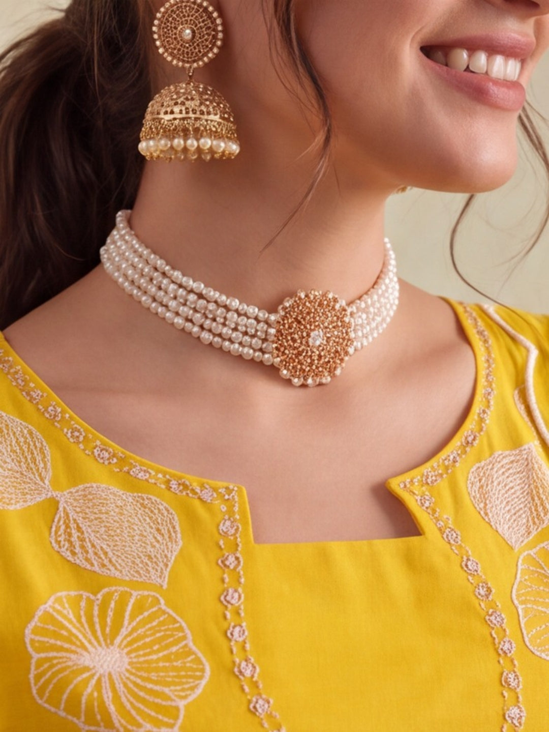 Women Floral Embroidery Yellow Kurta Set with Dupatta