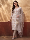 Women's Beige Heavy Embroidered Kurta Set with Dupatta | Elegant Festive Ethnic Suit