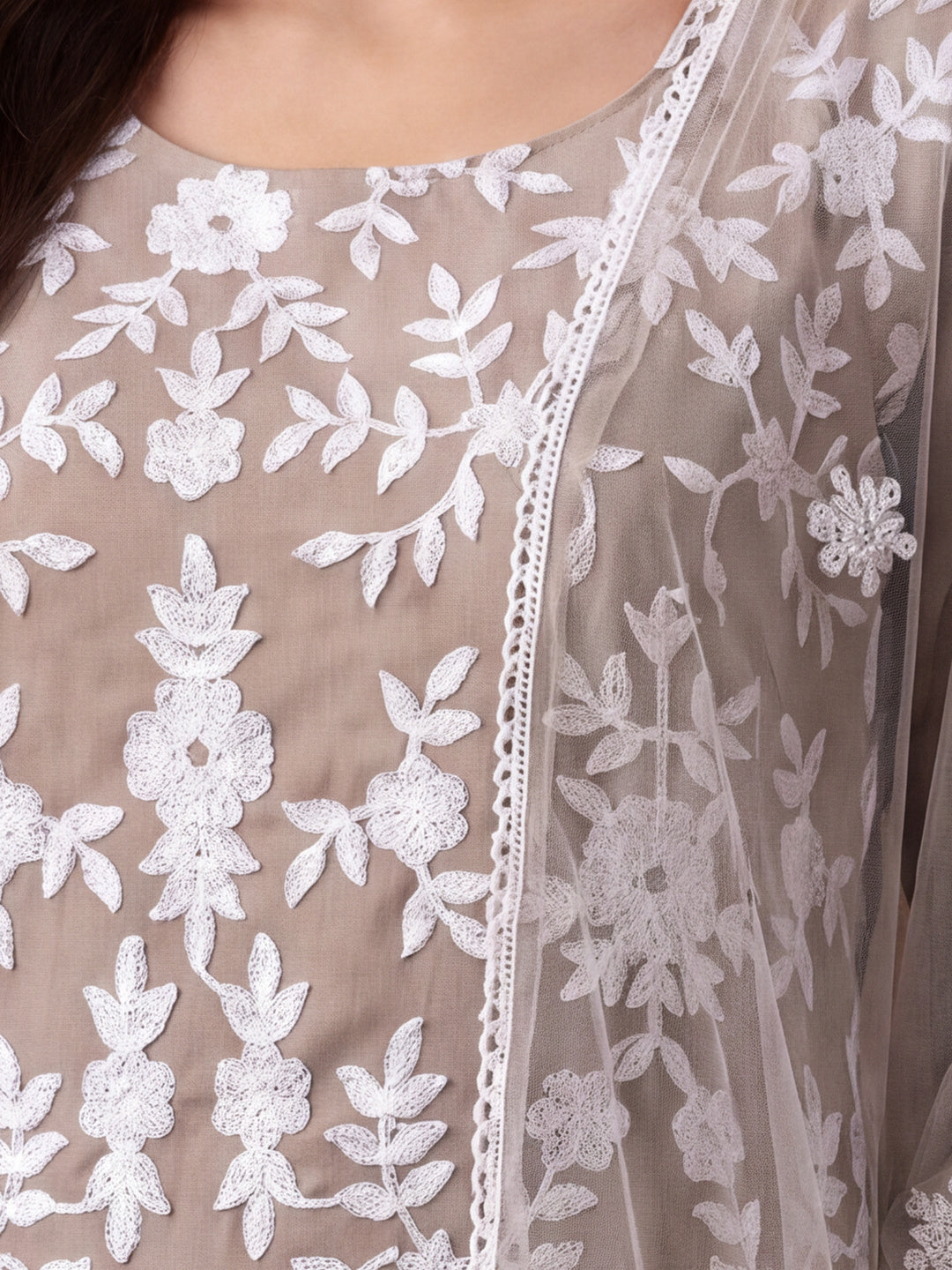 Women's Beige Heavy Embroidered Kurta Set with Dupatta | Elegant Festive Ethnic Suit