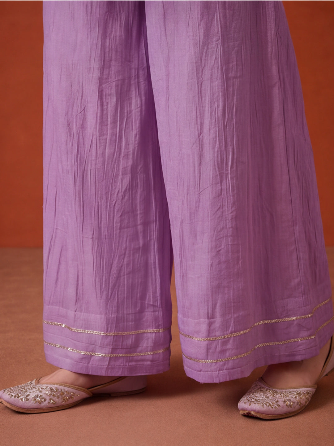 Women's Lavender Embroidered Kurta Sharara Set with Dupatta | Festive Ethnic Party Wear Suit