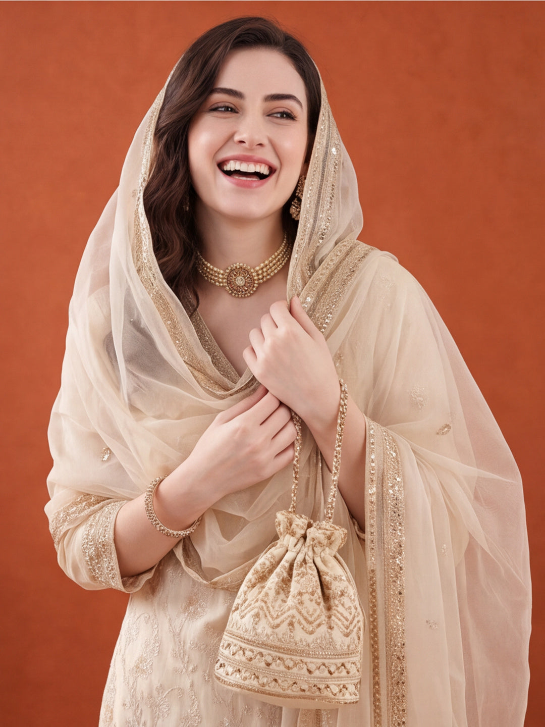 Women's Off White Heavy Zari Weaving Kurta Set with Dupatta | Festive Ethnic Straight Suit