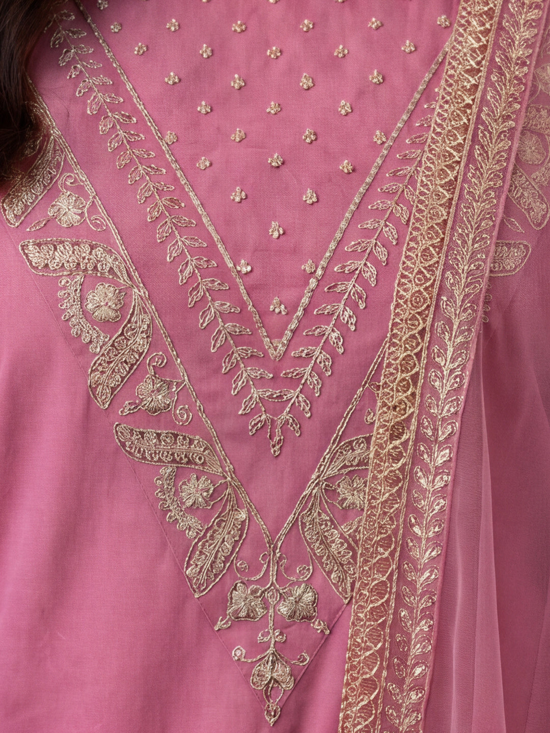 Women's Pink Embroidered Kurta Set with Dupatta | Festive Straight Ethnic Party Wear Suit