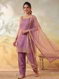Women Embroidery Orchid Pink Kurta Set with Dupatta