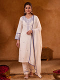 Women Embroidery White Kurta Set with Dupatta