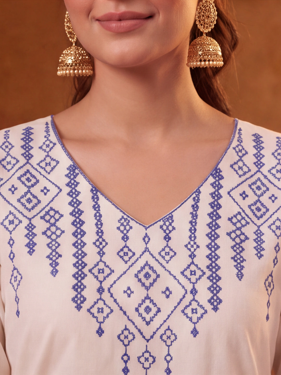 Women Embroidery White Kurta Set with Dupatta