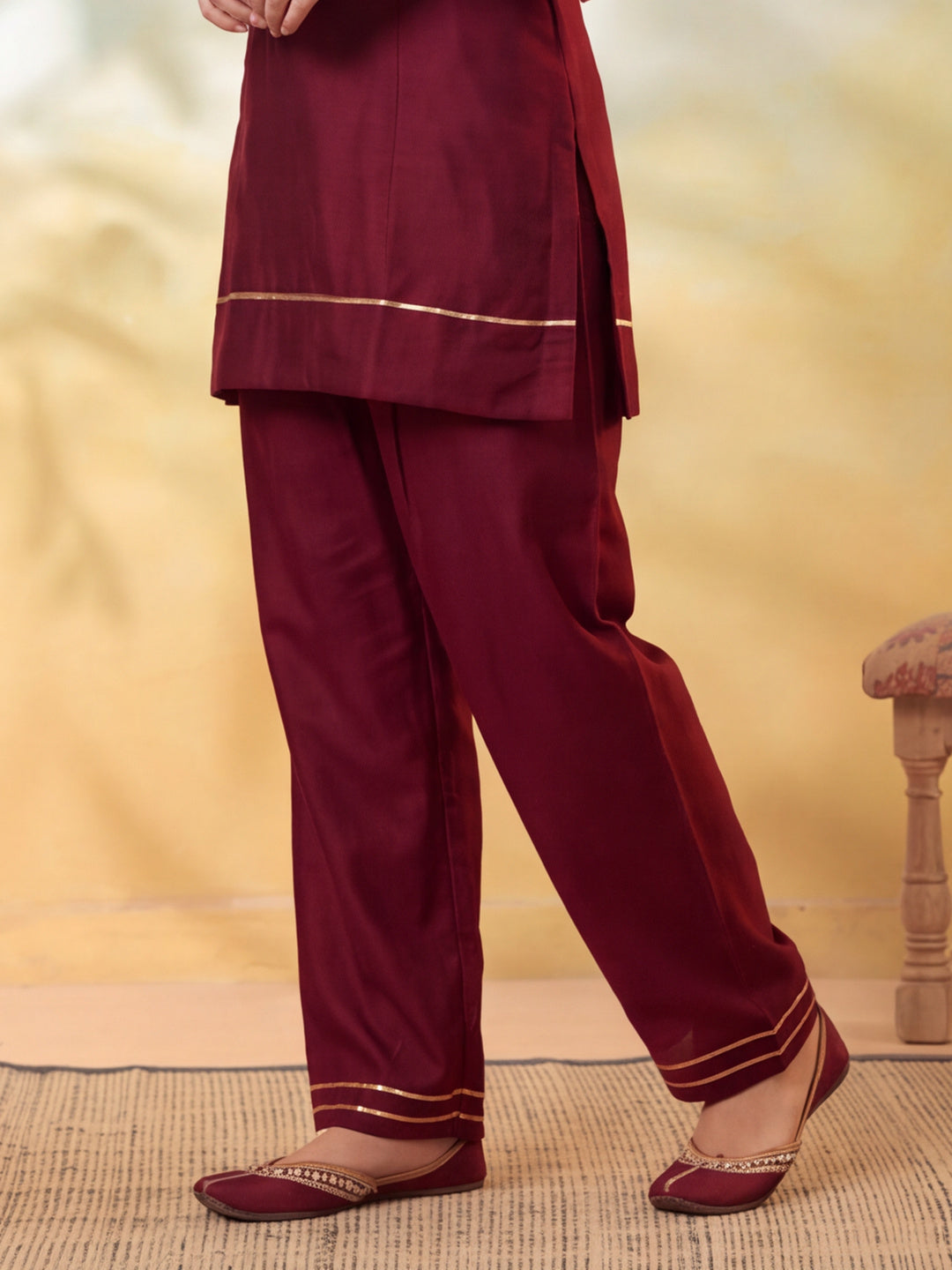 Women Embroidery Maroon Kurta Set with Dupatta
