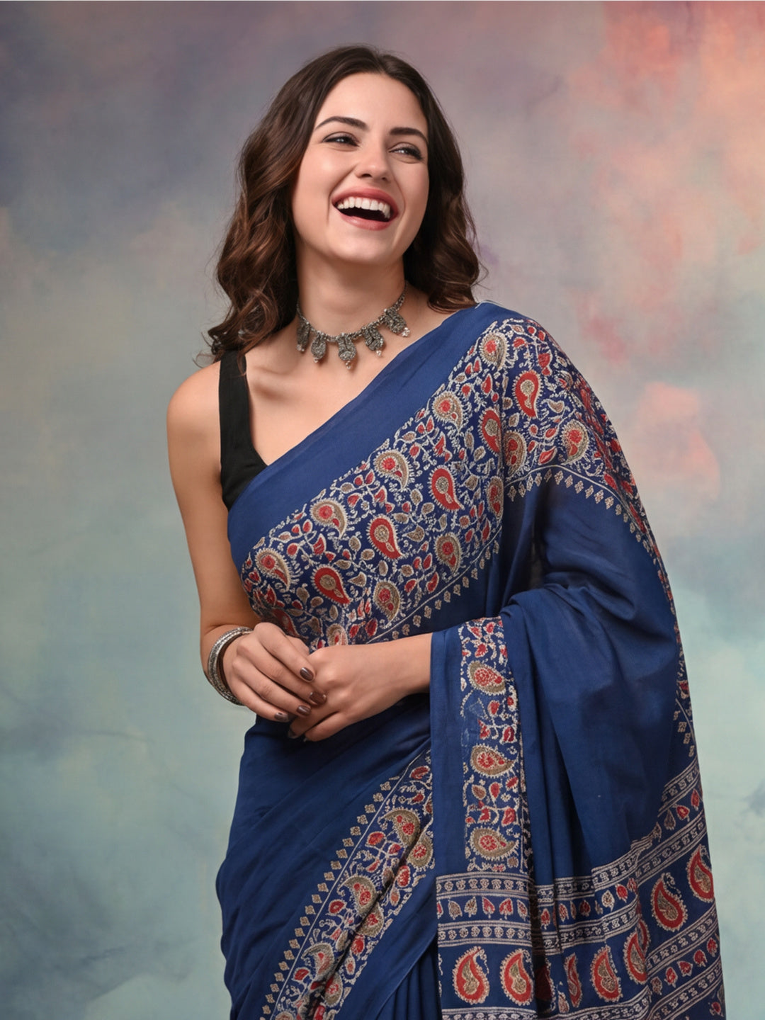 Abstract Pure Cotton Saree with Unstiched Blouse