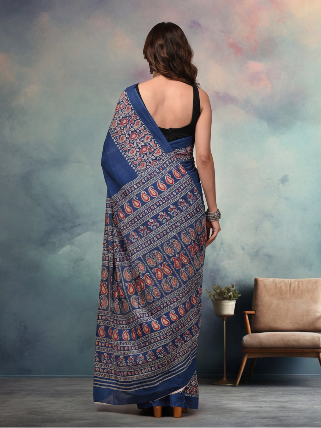Abstract Pure Cotton Saree with Unstiched Blouse