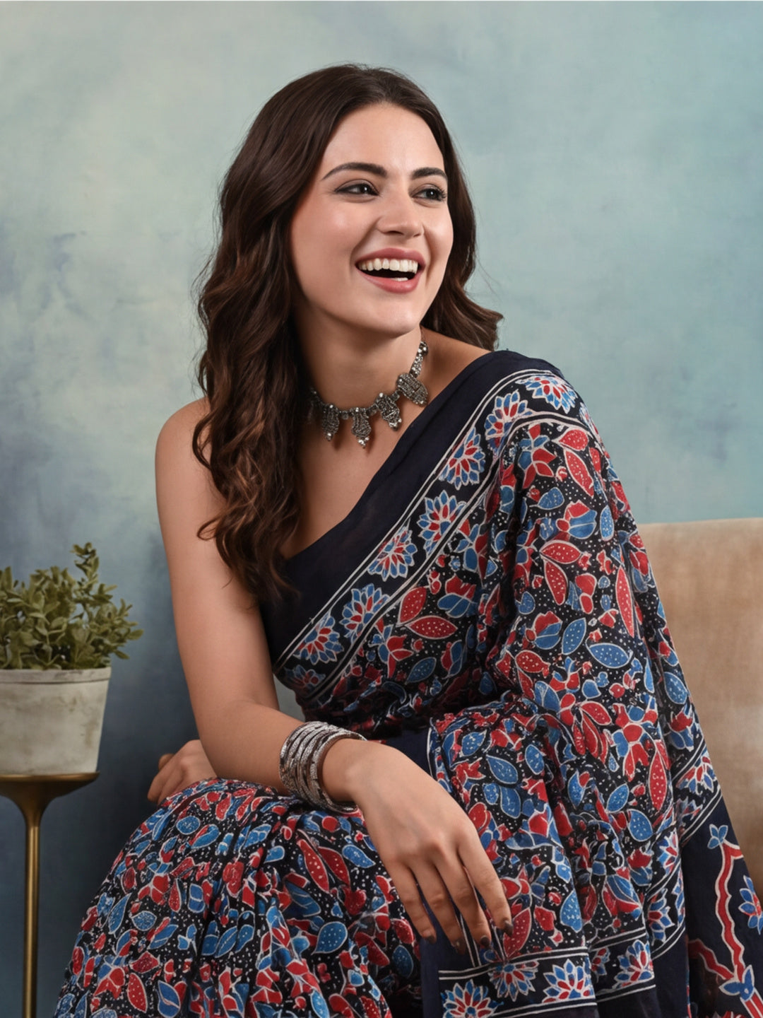 Floral Pure Cotton Saree with Unstiched Blouse