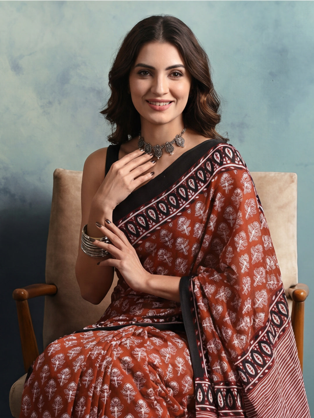 Floral Pure Cotton Saree with Unstiched Blouse