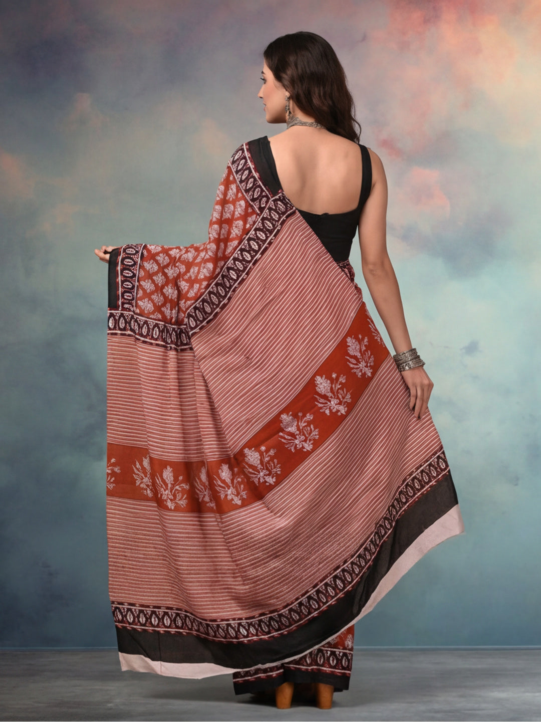 Floral Pure Cotton Saree with Unstiched Blouse